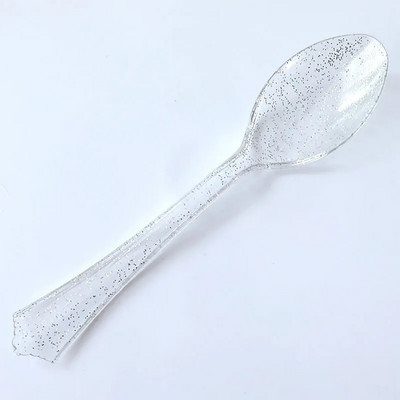 Χρυσή πούδρα Διαφανή σετ επιτραπέζια σκεύη μιας χρήσης Σετ Μαχαίρι Πιρούνι Κουτάλι Χρόνια Πολλά Διακόσμηση πάρτι Παιδικά Ενήλικες Προμήθειες γάμου