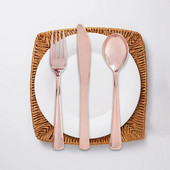 12 τμχ Ροζ χρυσό πλαστικό μαχαίρι πιρούνι κουτάλι Πολυτελές σερβίτσιο για δείπνο για τα γενέθλια του γάμου Σετ σερβίτσιων για πάρτι του Αγίου Βαλεντίνου