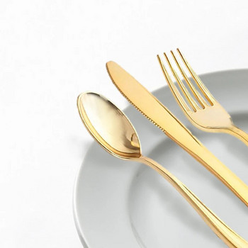 12 τμχ Ροζ χρυσό πλαστικό μαχαίρι πιρούνι κουτάλι Πολυτελές σερβίτσιο για δείπνο για τα γενέθλια του γάμου Σετ σερβίτσιων για πάρτι του Αγίου Βαλεντίνου