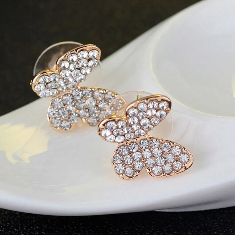 4 τμχ Κοσμήματα Πεταλούδα Σετ Κολιέ Σκουλαρίκια Δαχτυλίδια Βραχιόλι Υψηλής Απόδοσης Χρυσό Κρυστάλλινο Κοσμήματα για Γυναικεία Πάρτυ