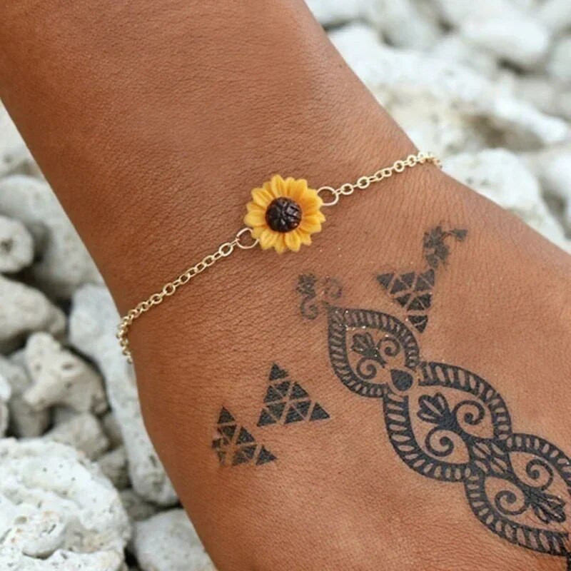 3/5 τμχ/σετ Κρεμαστό Κολιέ Σκουλαρίκια Βραχιόλι Σετ δαχτυλίδι Ηλίανθος Σετ κοσμήματα Καλοκαιρινή μόδα Γυναικεία αξεσουάρ κοσμημάτων