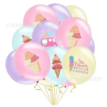 10Guests Ice Cream Party Еднократни прибори за хранене Розови Popsicle чинии Салфетки Girls Happy Dessert Тема за рожден ден Консумативи