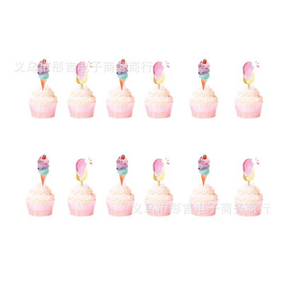 10 Guests Παγωτό πάρτι Επιτραπέζια σκεύη μιας χρήσης Ροζ πιάτα Popsicle Χαρτοπετσέτες για κορίτσια Happy Dessert Θέμα γενέθλια προμήθειες