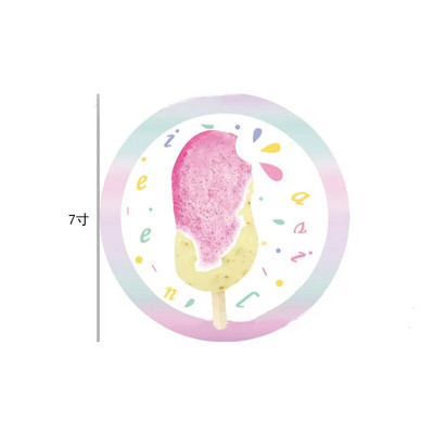 10 Guests Παγωτό πάρτι Επιτραπέζια σκεύη μιας χρήσης Ροζ πιάτα Popsicle Χαρτοπετσέτες για κορίτσια Happy Dessert Θέμα γενέθλια προμήθειες