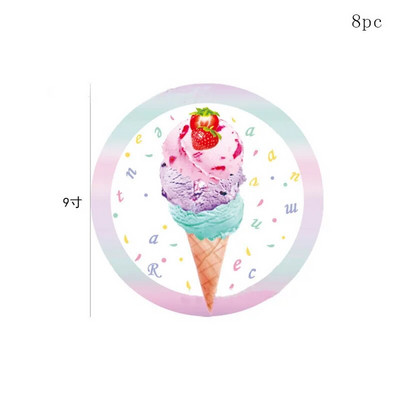 10 Guests Παγωτό πάρτι Επιτραπέζια σκεύη μιας χρήσης Ροζ πιάτα Popsicle Χαρτοπετσέτες για κορίτσια Happy Dessert Θέμα γενέθλια προμήθειες