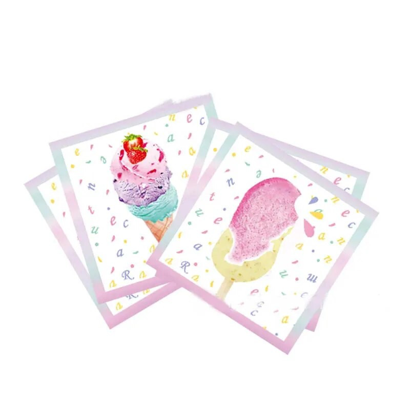 10 Guests Παγωτό πάρτι Επιτραπέζια σκεύη μιας χρήσης Ροζ πιάτα Popsicle Χαρτοπετσέτες για κορίτσια Happy Dessert Θέμα γενέθλια προμήθειες