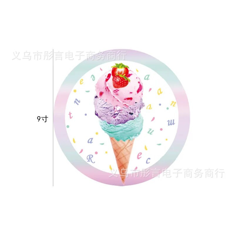 10 Guests Παγωτό πάρτι Επιτραπέζια σκεύη μιας χρήσης Ροζ πιάτα Popsicle Χαρτοπετσέτες για κορίτσια Happy Dessert Θέμα γενέθλια προμήθειες