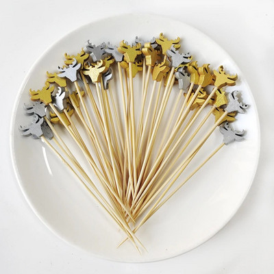 100 τεμ. Χριστουγεννιάτικο πάρτι Μπαμπού σουβλάκια Xmax Santa Κοκτέιλ μιας χρήσης Μπουφέ Επιδόρπιο Πιρούνι φρούτων Χριστουγεννιάτικη διακόσμηση 2023