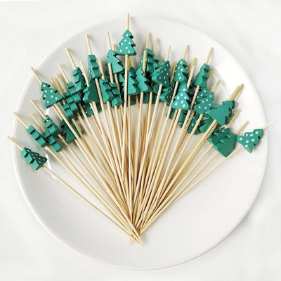 100 τεμ. Χριστουγεννιάτικο πάρτι Μπαμπού σουβλάκια Xmax Santa Κοκτέιλ μιας χρήσης Μπουφέ Επιδόρπιο Πιρούνι φρούτων Χριστουγεννιάτικη διακόσμηση 2023