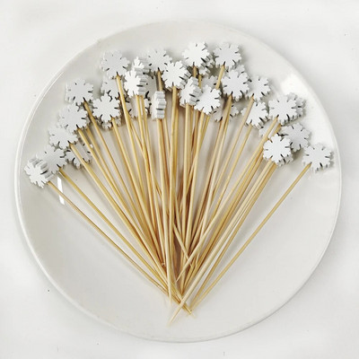 100 τεμ. Χριστουγεννιάτικο πάρτι Μπαμπού σουβλάκια Xmax Santa Κοκτέιλ μιας χρήσης Μπουφέ Επιδόρπιο Πιρούνι φρούτων Χριστουγεννιάτικη διακόσμηση 2023