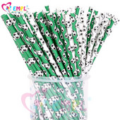 25 τεμ. Χάρτινα καλαμάκια μιας χρήσης για ποδοσφαιρικό πάρτι, βιοδιασπώμενα καλαμάκια πόσιμου, παιδικά διακοσμητικά πάρτι γενεθλίων με αθλητικό θέμα Χονδρική