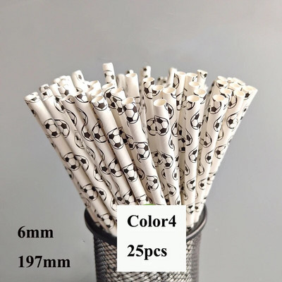 25 τεμ. Χάρτινα καλαμάκια μιας χρήσης για ποδοσφαιρικό πάρτι, βιοδιασπώμενα καλαμάκια πόσιμου, παιδικά διακοσμητικά πάρτι γενεθλίων με αθλητικό θέμα Χονδρική