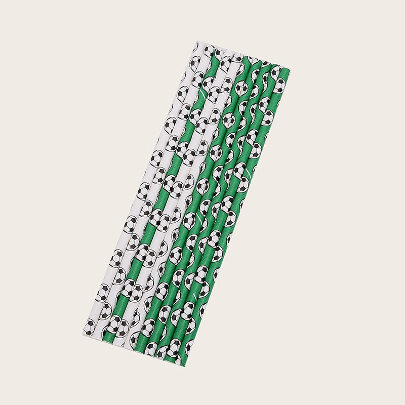25 τεμ. Χάρτινα καλαμάκια μιας χρήσης για ποδοσφαιρικό πάρτι, βιοδιασπώμενα καλαμάκια πόσιμου, παιδικά διακοσμητικά πάρτι γενεθλίων με αθλητικό θέμα Χονδρική