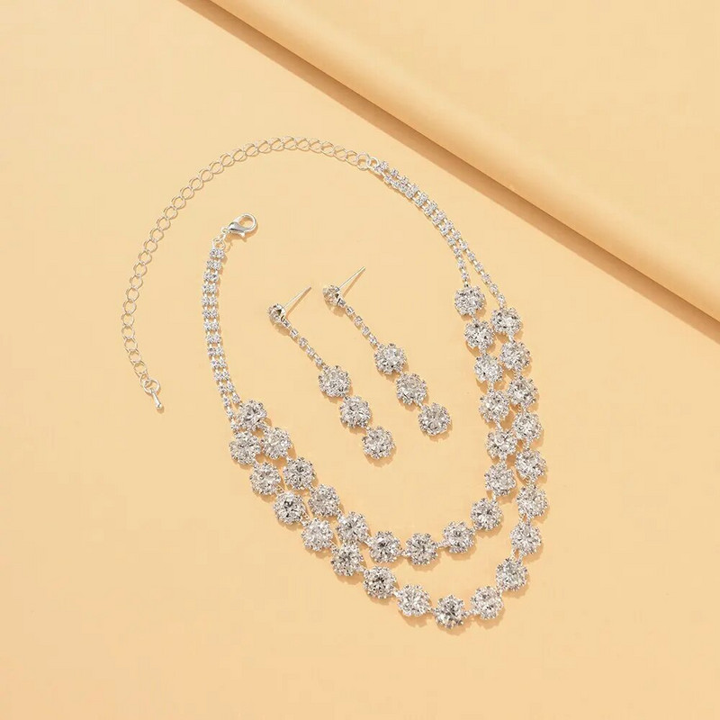 Κοσμήματα Σετ Γυναικεία Φούντα Τσόκερ Κολιέ Βραχιόλι Κρυστάλλινο Σκουλαρίκι για Γαμήλιο Νυφικό Αξεσουάρ