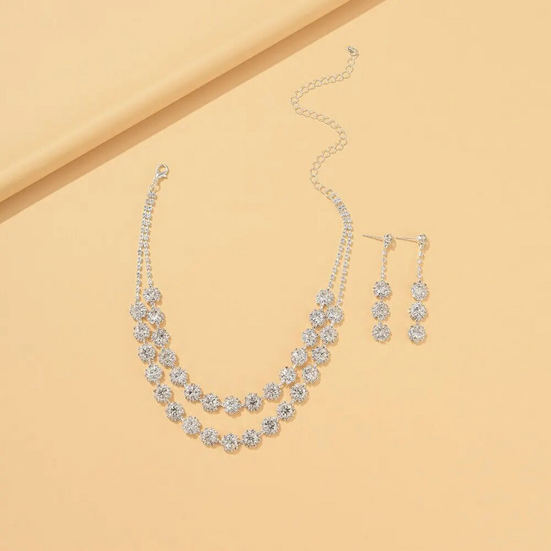 Κοσμήματα Σετ Γυναικεία Φούντα Τσόκερ Κολιέ Βραχιόλι Κρυστάλλινο Σκουλαρίκι για Γαμήλιο Νυφικό Αξεσουάρ