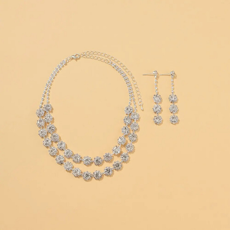 Κοσμήματα Σετ Γυναικεία Φούντα Τσόκερ Κολιέ Βραχιόλι Κρυστάλλινο Σκουλαρίκι για Γαμήλιο Νυφικό Αξεσουάρ