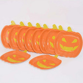 10 τμχ Χάρτινα πιάτα αποκριών Πορτοκαλί πιάτα για πάρτι σε σχήμα κολοκύθας Επιτραπέζια σκεύη αποκριάτικων πάρτι Προμήθειες για το Halloween Party