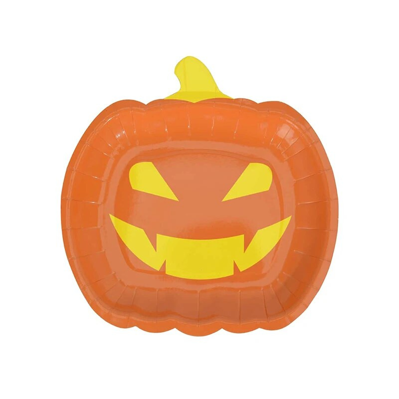 10 τμχ Χάρτινα πιάτα αποκριών Πορτοκαλί πιάτα για πάρτι σε σχήμα κολοκύθας Επιτραπέζια σκεύη αποκριάτικων πάρτι Προμήθειες για το Halloween Party