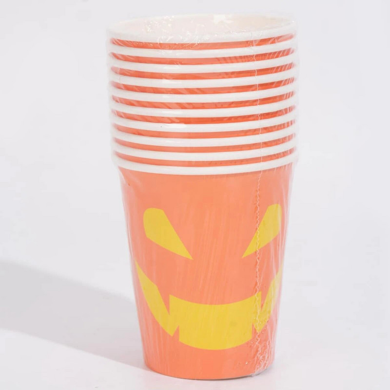 10 τμχ Χάρτινα πιάτα αποκριών Πορτοκαλί πιάτα για πάρτι σε σχήμα κολοκύθας Επιτραπέζια σκεύη αποκριάτικων πάρτι Προμήθειες για το Halloween Party