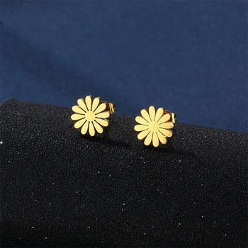 Από ανοξείδωτο ατσάλι Flower Daisy Clavicle Chain κολιέ σκουλαρίκια Σετ Γυναικείο Choker Νυφικό Νυφικό Κρεμαστό κόσμημα Κορεάτικο δώρο για κορίτσια