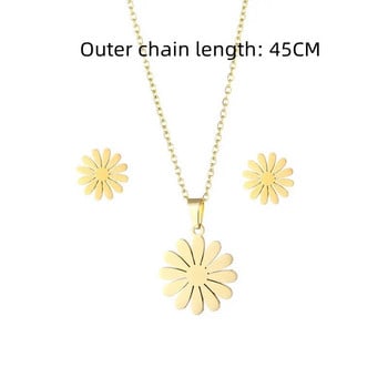 Από ανοξείδωτο ατσάλι Flower Daisy Clavicle Chain κολιέ σκουλαρίκια Σετ Γυναικείο Choker Νυφικό Νυφικό Κρεμαστό κόσμημα Κορεάτικο δώρο για κορίτσια