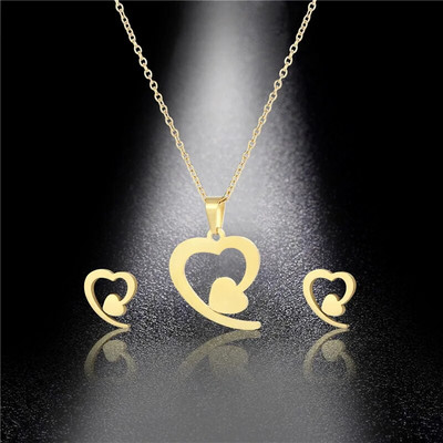 Από ανοξείδωτο ατσάλι Flower Daisy Clavicle Chain κολιέ σκουλαρίκια Σετ Γυναικείο Choker Νυφικό Νυφικό Κρεμαστό κόσμημα Κορεάτικο δώρο για κορίτσια