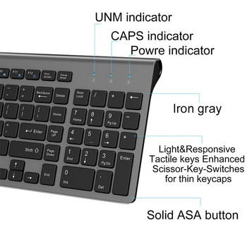 Френска клавиатура Безжична клавиатура AZERTY 2.4G USB връзка Ергономична безшумна ES/RU/IT/DE/USA/FR Костюм за клавиатура за лаптоп PC TV