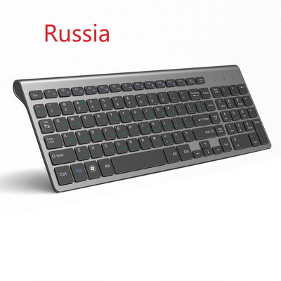 Prantsuse klaviatuur AZERTY juhtmeta klaviatuur 2.4G USB-ühendus Ergonoomiline vaikne ES/RU/IT/DE/USA/FR klaviatuur sobib sülearvuti telerile