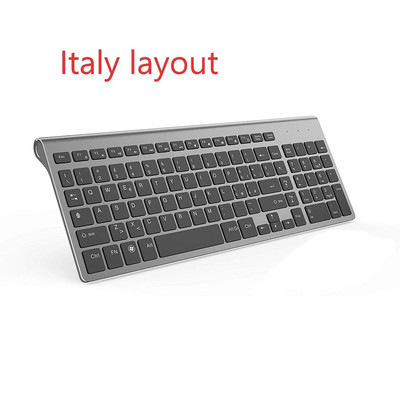 Prantsuse klaviatuur AZERTY juhtmeta klaviatuur 2.4G USB-ühendus Ergonoomiline vaikne ES/RU/IT/DE/USA/FR klaviatuur sobib sülearvuti telerile