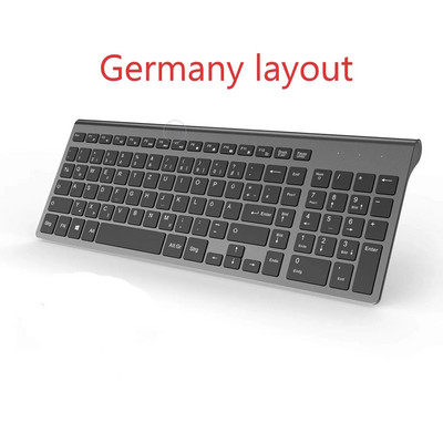Prantsuse klaviatuur AZERTY juhtmeta klaviatuur 2.4G USB-ühendus Ergonoomiline vaikne ES/RU/IT/DE/USA/FR klaviatuur sobib sülearvuti telerile