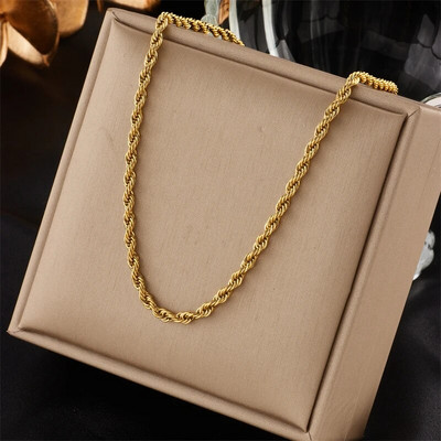 DIEYURO 316L nerūdijančio plieno aukso spalvos grandinėlės karoliai apyrankės moterims, mergaičių mados neblunkantis moteriškų papuošalų rinkinys, priedai