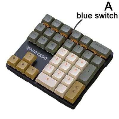 Ενσύρματο μηχανικό αριθμητικό πληκτρολόγιο 33 πλήκτρων Μπλε/κόκκινος διακόπτης με πολύχρωμα φώτα για Business Finance Ειδικό εξωτερικό πληκτρολόγιο