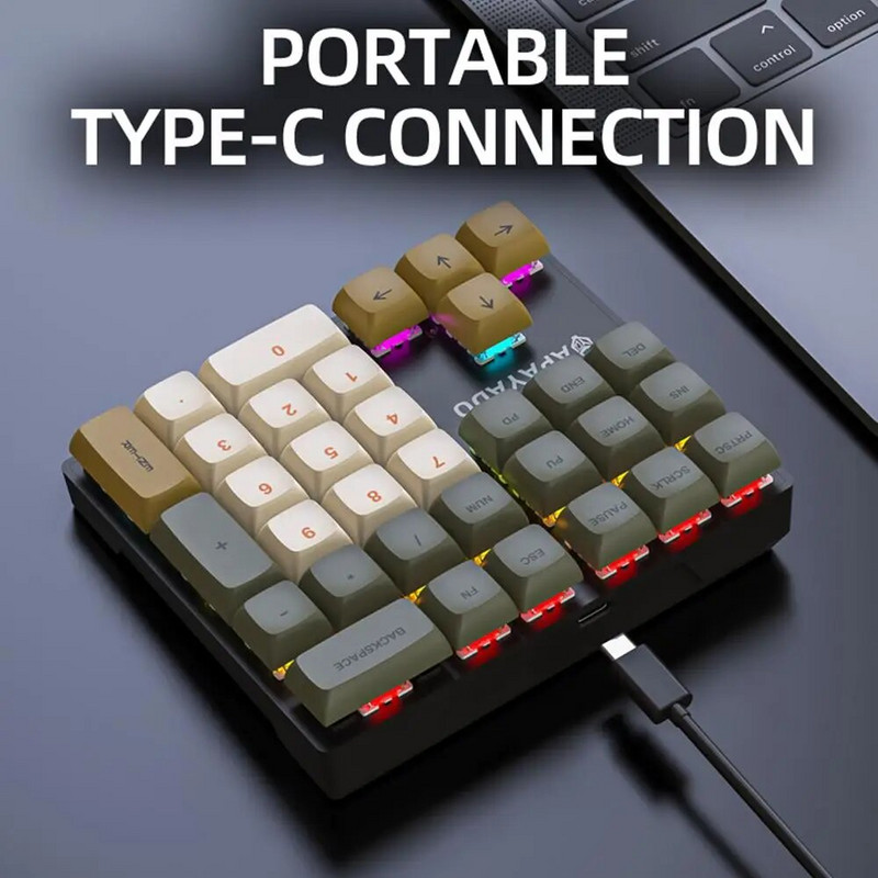 Ενσύρματο μηχανικό αριθμητικό πληκτρολόγιο 33 πλήκτρων Μπλε/κόκκινος διακόπτης με πολύχρωμα φώτα για Business Finance Ειδικό εξωτερικό πληκτρολόγιο