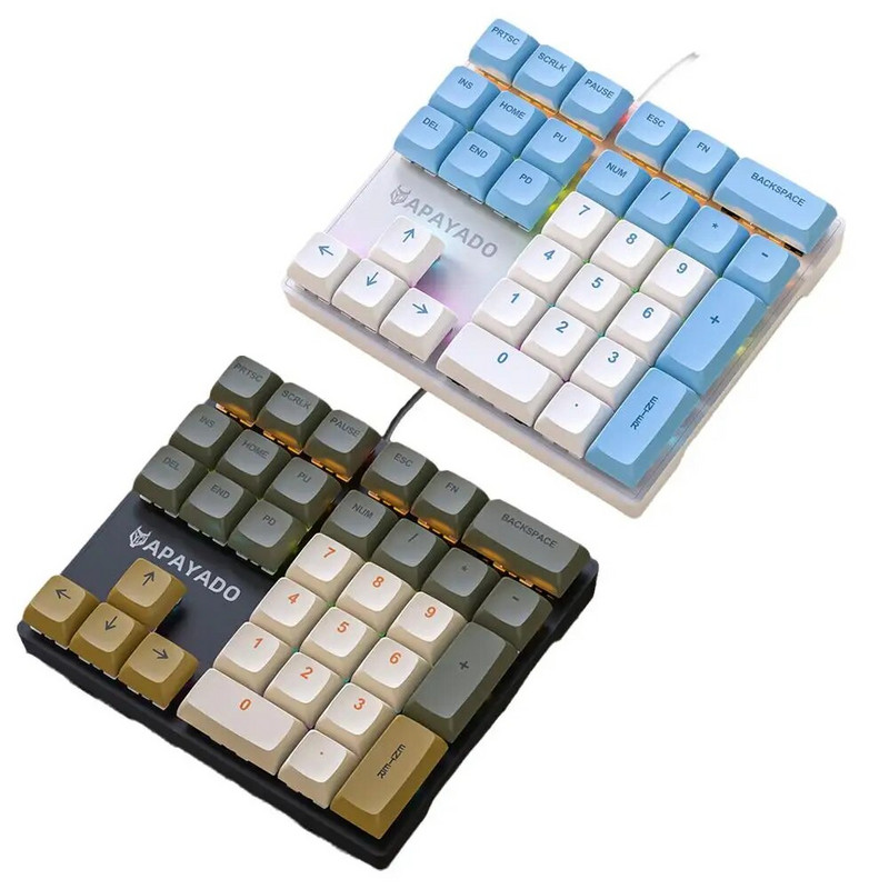 Ενσύρματο μηχανικό αριθμητικό πληκτρολόγιο 33 πλήκτρων Μπλε/κόκκινος διακόπτης με πολύχρωμα φώτα για Business Finance Ειδικό εξωτερικό πληκτρολόγιο