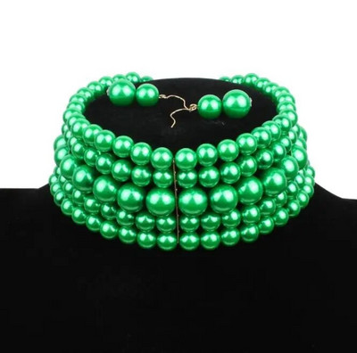 Σετ κοντό κολιέ με χάντρες απομίμησης πολλαπλών στρώσεων