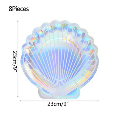 Επιτραπέζια σκεύη μιας χρήσης Mermaid Party Πολύχρωμο κύπελλο πιάτου με κοχύλι κάτω από τη θάλασσα Baby Shower Little Mermaid Birthday Party Decora