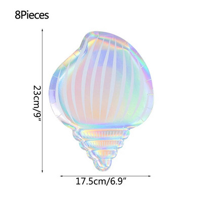 Επιτραπέζια σκεύη μιας χρήσης Mermaid Party Πολύχρωμο κύπελλο πιάτου με κοχύλι κάτω από τη θάλασσα Baby Shower Little Mermaid Birthday Party Decora