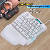 Ühe käega ergonoomiline mänguklaviatuur ACC USB RGB 35 klahvi juhtmega taustavalgustusega kaasaskantav minimänguklaviatuur mobiiltelefoni tahvelarvutile PUBG