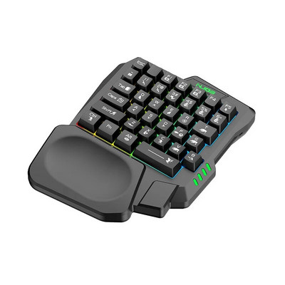 Ühe käega ergonoomiline mänguklaviatuur ACC USB RGB 35 klahvi juhtmega taustavalgustusega kaasaskantav minimänguklaviatuur mobiiltelefoni tahvelarvutile PUBG