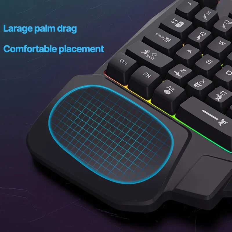 Εργονομικό πληκτρολόγιο ενός χεριού ACC USB RGB 35 πλήκτρων Ενσύρματο οπίσθιο φωτισμό φορητό μίνι πληκτρολόγιο παιχνιδιών για κινητό τηλέφωνο Tablet PUBG