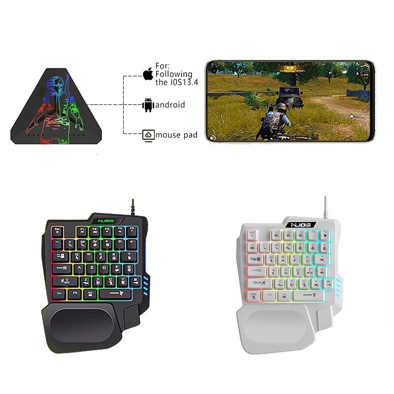 Εργονομικό πληκτρολόγιο ενός χεριού ACC USB RGB 35 πλήκτρων Ενσύρματο οπίσθιο φωτισμό φορητό μίνι πληκτρολόγιο παιχνιδιών για κινητό τηλέφωνο Tablet PUBG