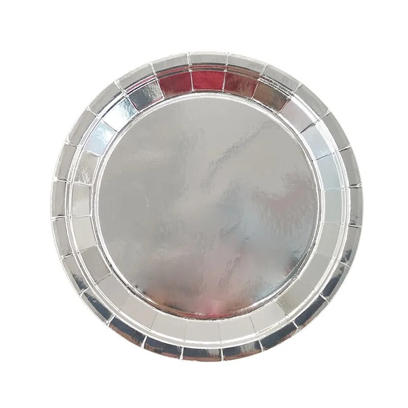 Ασημένια χάρτινα πιάτα Πανό Τραπεζομάντιλο Διακόσμηση πάρτι γενεθλίων Σετ σερβίτσιο μιας χρήσης Baby shower Wedding bachelor party Supplies