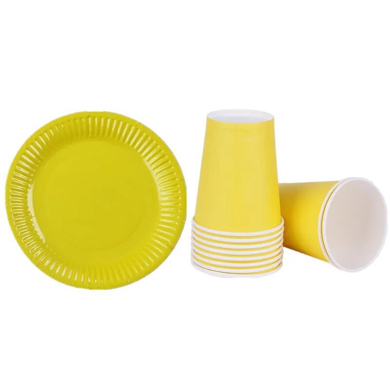 Μαύρα μασίφ Σετ επιτραπέζια σκεύη μίας χρήσης Είδη πάρτι Χάρτινα πιάτα Κύπελλα Διακοσμήσεις για πάρτι γενεθλίων γάμου Μπομπονιέρα ενηλίκων