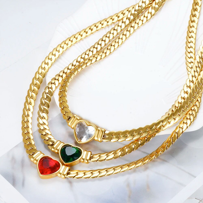 Βραχιόλι JOVOLOVE 316L από ανοξείδωτο ατσάλι Love Heart Shape Charm Κρυστάλλινο κολιέ κρεμαστό βραχιόλι Γυναικείο σετ κοσμημάτων μόδας 2023