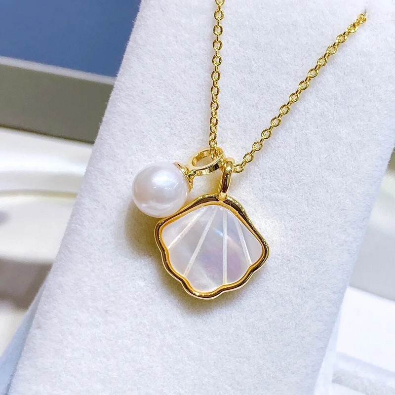 Ευρωπαϊκή και Αμερικάνικη ρετρό κέλυφος μαργαριτάρι S925 ασημένια σκουλαρίκια βελόνα δαχτυλίδι κολιέ δαχτυλίδι κομψά γυναικεία κοσμήματα γάμου 3 τεμαχίων