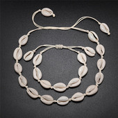 Hot Sell Σετ βραχιόλι κολιέ με φυσικά κοχύλια Bohemian Sea Beach Conch Cowrie Choker Shell Γυναικεία καλοκαιρινά χειροποίητα κοσμήματα
