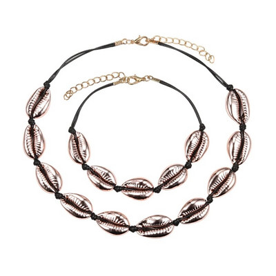 Hot Sell Σετ βραχιόλι κολιέ με φυσικά κοχύλια Bohemian Sea Beach Conch Cowrie Choker Shell Γυναικεία καλοκαιρινά χειροποίητα κοσμήματα