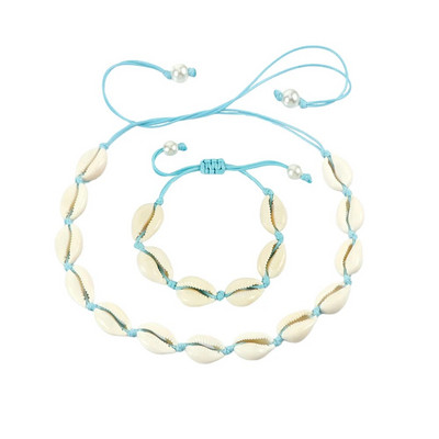 Hot Sell Σετ βραχιόλι κολιέ με φυσικά κοχύλια Bohemian Sea Beach Conch Cowrie Choker Shell Γυναικεία καλοκαιρινά χειροποίητα κοσμήματα