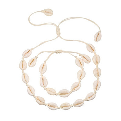 Hot Sell Σετ βραχιόλι κολιέ με φυσικά κοχύλια Bohemian Sea Beach Conch Cowrie Choker Shell Γυναικεία καλοκαιρινά χειροποίητα κοσμήματα