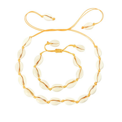 Hot Sell Σετ βραχιόλι κολιέ με φυσικά κοχύλια Bohemian Sea Beach Conch Cowrie Choker Shell Γυναικεία καλοκαιρινά χειροποίητα κοσμήματα